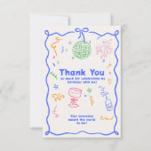 ディスコお洒落誕生日パステルカラフルズ サンキューカード (正面)