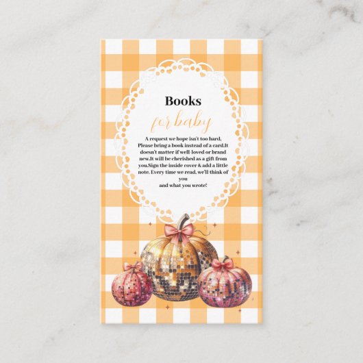 ディスコかぼちゃパッチベビーシャワーブックベビー エンクロージャーカード (正面)