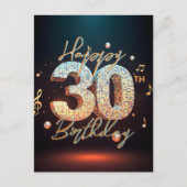 ディスコきらめくダンス30th誕生日お祝い ポストカード (正面)