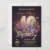 ディスコきらめくダンス40歳の誕生日お祝い 招待状 (正面)