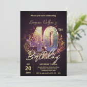 ディスコきらめくダンス40歳の誕生日お祝い 招待状 (スタンド正面)