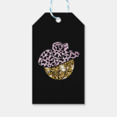 ディスコきらめく女性のカーボーイバチェロレッテ、金ゴールドグリッター ギフトタグ (裏面)