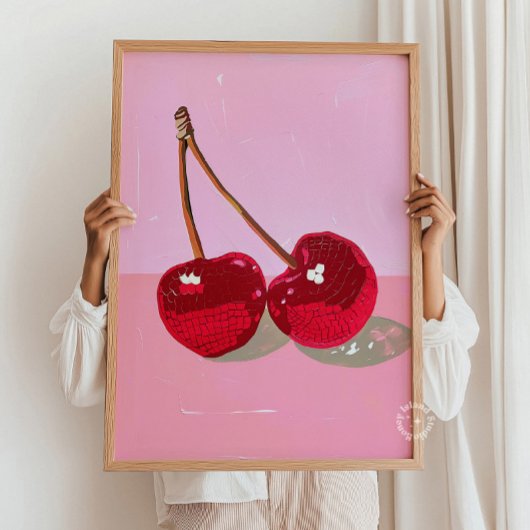 ディスコさくらんぼウォールプリント-レトログラムアート ポスター