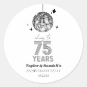ディスコで乾杯 75周年 記念日パーティー ラウンドシール (正面)