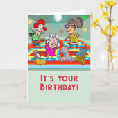 ディスコで踊るクレイジー・キャット・レディの友人たち カード (黄色い花)