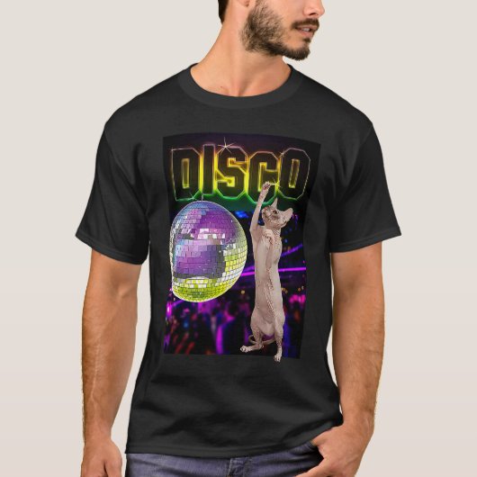 ディスコで踊るヘアレス スフィンクス Tシャツ (正面)