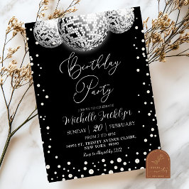 ディスコとパールの大人誕生日パーティー 招待状