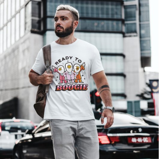 ディスコのアヒル動物の漫画 Tシャツ