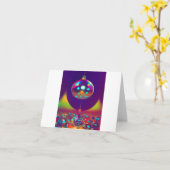 ディスコのクリスマスボールホリデーカード カード (黄色い花)