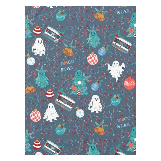 ディスコのクリスマス音楽カセット幽霊 テーブルクロス (正面)