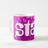 ディスコのタイルのピンクの'スター'マグカップ コーヒーマグカップ (正面左)