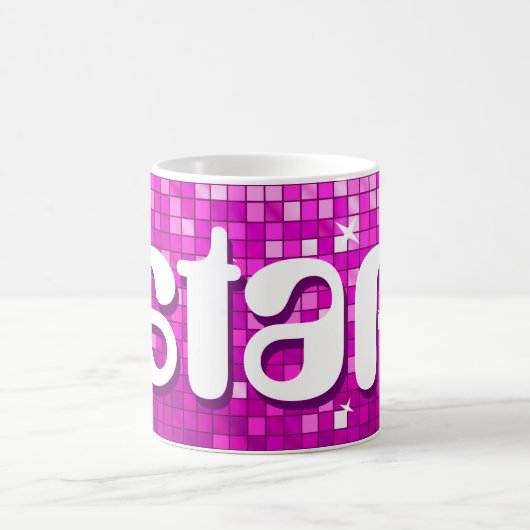 ディスコのタイルのピンクの'スター'マグカップ コーヒーマグカップ (中央)