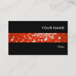 ディスコのタイルの赤いタイルのストライブ柄の黒 名刺