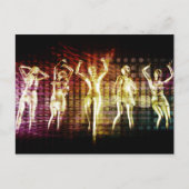 ディスコのダンサーを持つビーチの激賞のパーティー インビテーションポストカード (正面)