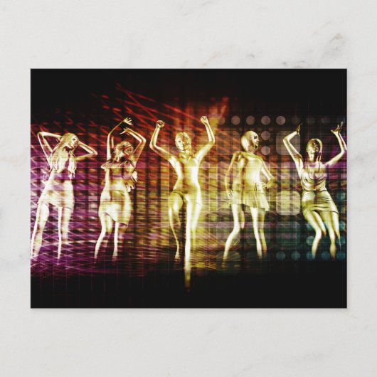 ディスコのダンサーを持つビーチの激賞のパーティー インビテーションポストカード (正面)