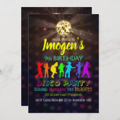 ディスコのダンスパーティーは誕生日RSVPを個人化します 招待状 (正面/裏面)