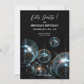 ディスコのボールリッツ誕生日パーティー 招待状 (正面)