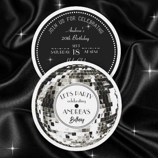 ディスコのボール誕生日パーティーへの招待 招待状