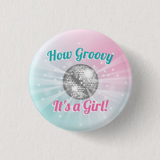 ディスコのボール赤ちゃんシャワーGroovy女の子 缶バッジ