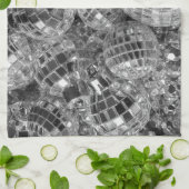 ディスコの球は魅力的な白黒写真を飾ります キッチンタオル (折り畳み)