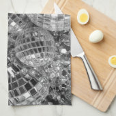 ディスコの球は魅力的な白黒写真を飾ります キッチンタオル (四つ折り)