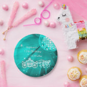 ディスコの球、プリンセスのコーチ及び馬の第17誕生日 ペーパープレート (パーティー)