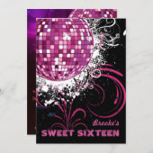 ディスコの球-菓子16の招待 招待状 (正面/裏面)