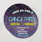 ディスコの球、70年代のディスコのダンスの誕生会 招待状 (正面/裏面)