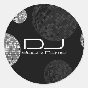 ディスコの球DJのステッカー ラウンドシール