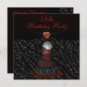 ディスコの花型女性歌手のケーキのシマウマのグリッターのプリントの第18誕生日 招待状 (正面/裏面)