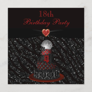 ディスコの花型女性歌手のケーキのシマウマのグリッターのプリントの第18誕生日 招待状