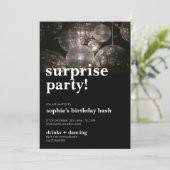 ディスコはっきりしたボールモダンサプライズバースデーパーティー 招待状 (スタンド正面)