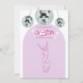 ディスコはドレスのブライダルシャワーゲームカードを推測 招待状 (正面)