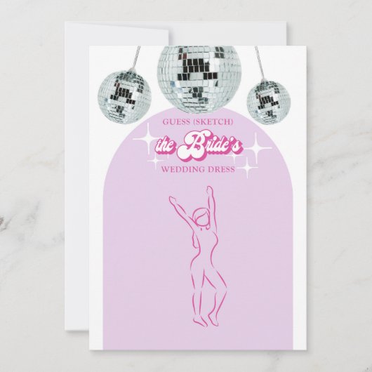 ディスコはドレスのブライダルシャワーゲームカードを推測 招待状 (正面)