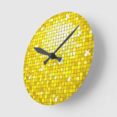 ディスコは黄色いプリントの柱時計をタイルを張ります ラウンド壁時計 (傾斜)