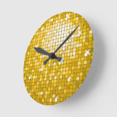 ディスコは"金ゴールド"のプリントの柱時計をタイルを張ります ラウンド壁時計 (傾斜)