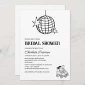 ディスコをテーマにしたブライダルシャワーでダウン&ブギー 招待状 (正面/裏面)