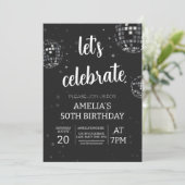 ディスコをテーマにした白黒のデザインを祝おう 招待状 (スタンド正面)