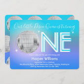 ディスコをテーマにした第1誕生日招待状 招待状 (正面/裏面)