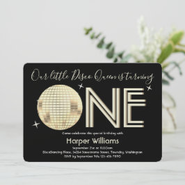 ディスコをテーマにした赤ちゃんの1歳誕生日 招待状