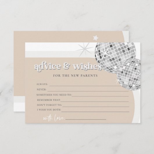 ディスコアドバイスとウィッシュ赤ちゃんシャワーゲームカード エンクロージャーカード (正面/裏面)
