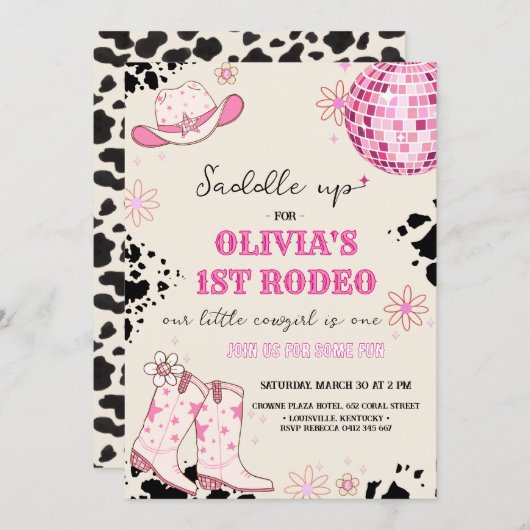 ディスコウエスタンファースト誕生日 招待状 (正面/裏面)