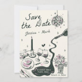 ディスコエレガントウエディングの日付を保存 招待状 (正面)