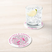 ディスコエレガントボールピンクホワイトラウンド結婚ズ ラウンドペーパーコースター (インサイチュ)