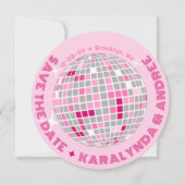 ディスコエレガントボールピンクラウンド結婚ズ セーブザデート (正面)