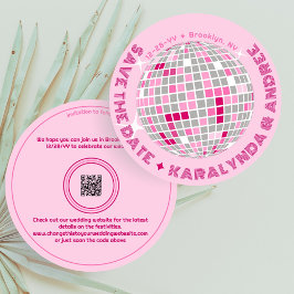 ディスコエレガントボールピンクラウンド結婚ズ セーブザデート