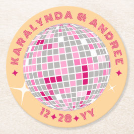 ディスコエレガントボールピンクレッドラウンド結婚ズ ラウンドペーパーコースター