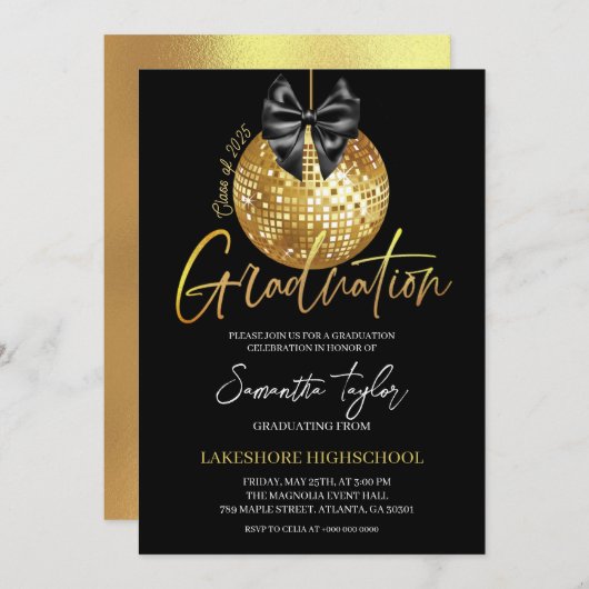 ディスコエレガントボール卒業パーティー招待状 招待状 (正面/裏面)