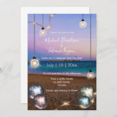 ディスコエレガントボール金ゴールドライトビーチ結婚式 招待状 (正面/裏面)