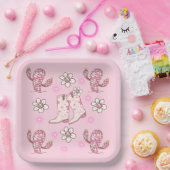 ディスコカウガールブーツカクタスと花 ペーパープレート (パーティー)